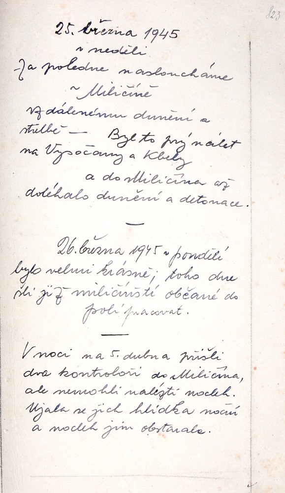 První pamětní kniha města Miličína, strana 823