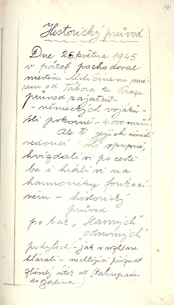 První pamětní kniha města Miličína, strana 893